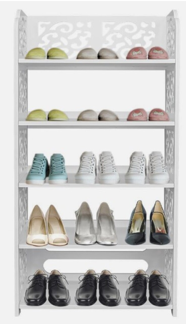 Storage Bookcase Organizer 5 Tiers Standing Shoe Rack Shelf Cabinet